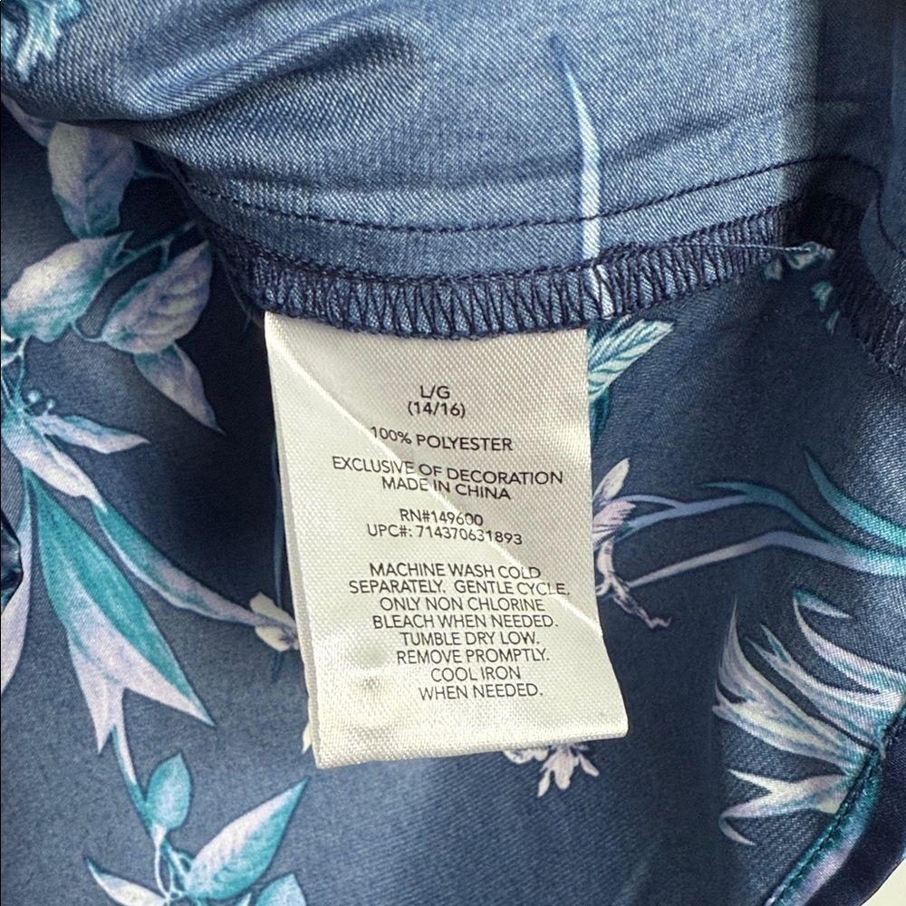 Flora by Flora Nikrooz Floral Navy Blue Short Sleeve Pajama Set Size Large - Picture 7 of 12
